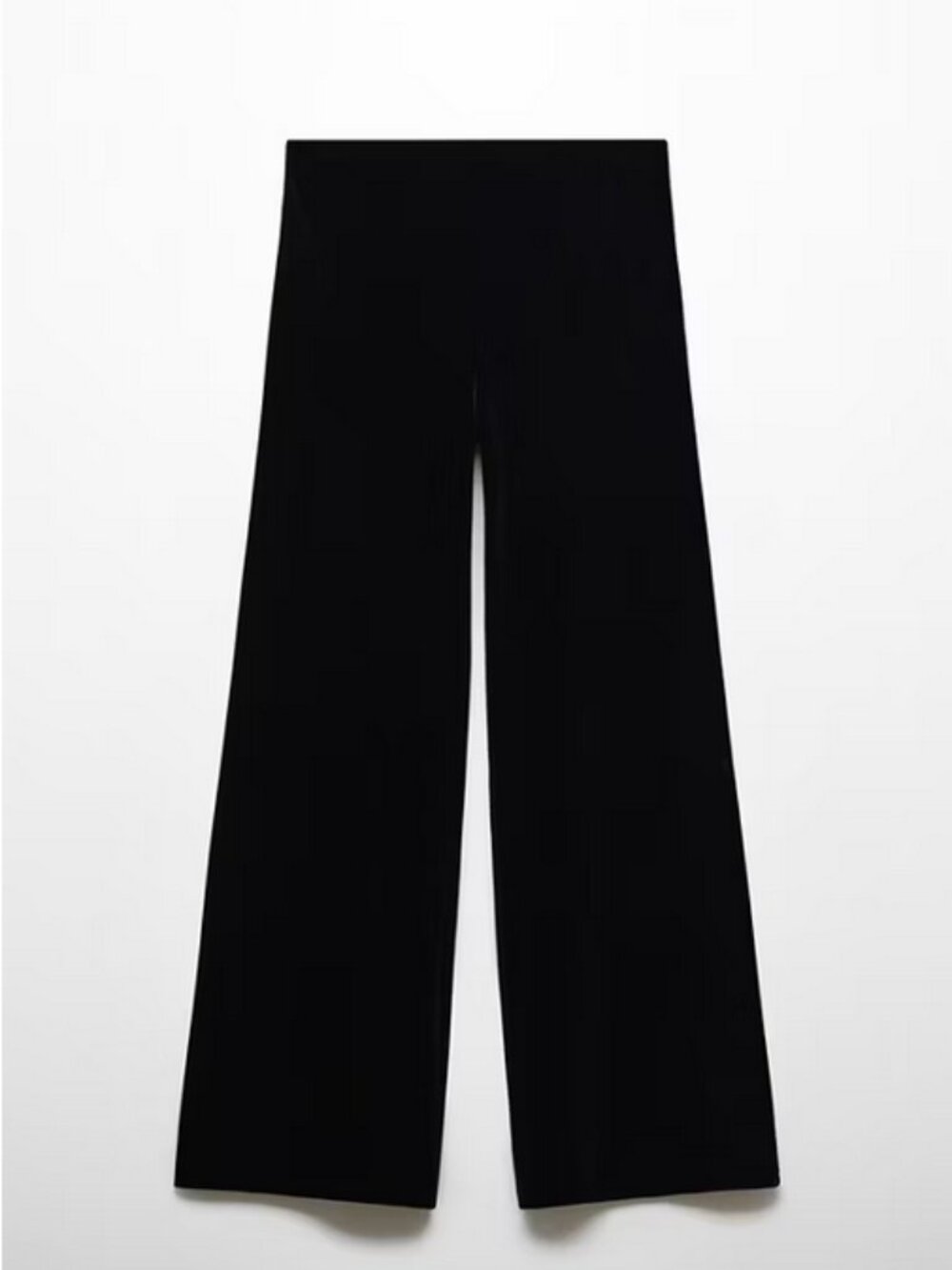 MANGO Women's Black Velvet Wide Leg Pants - Elastic Waist - Size Large - NEW - Picture 4 of 5